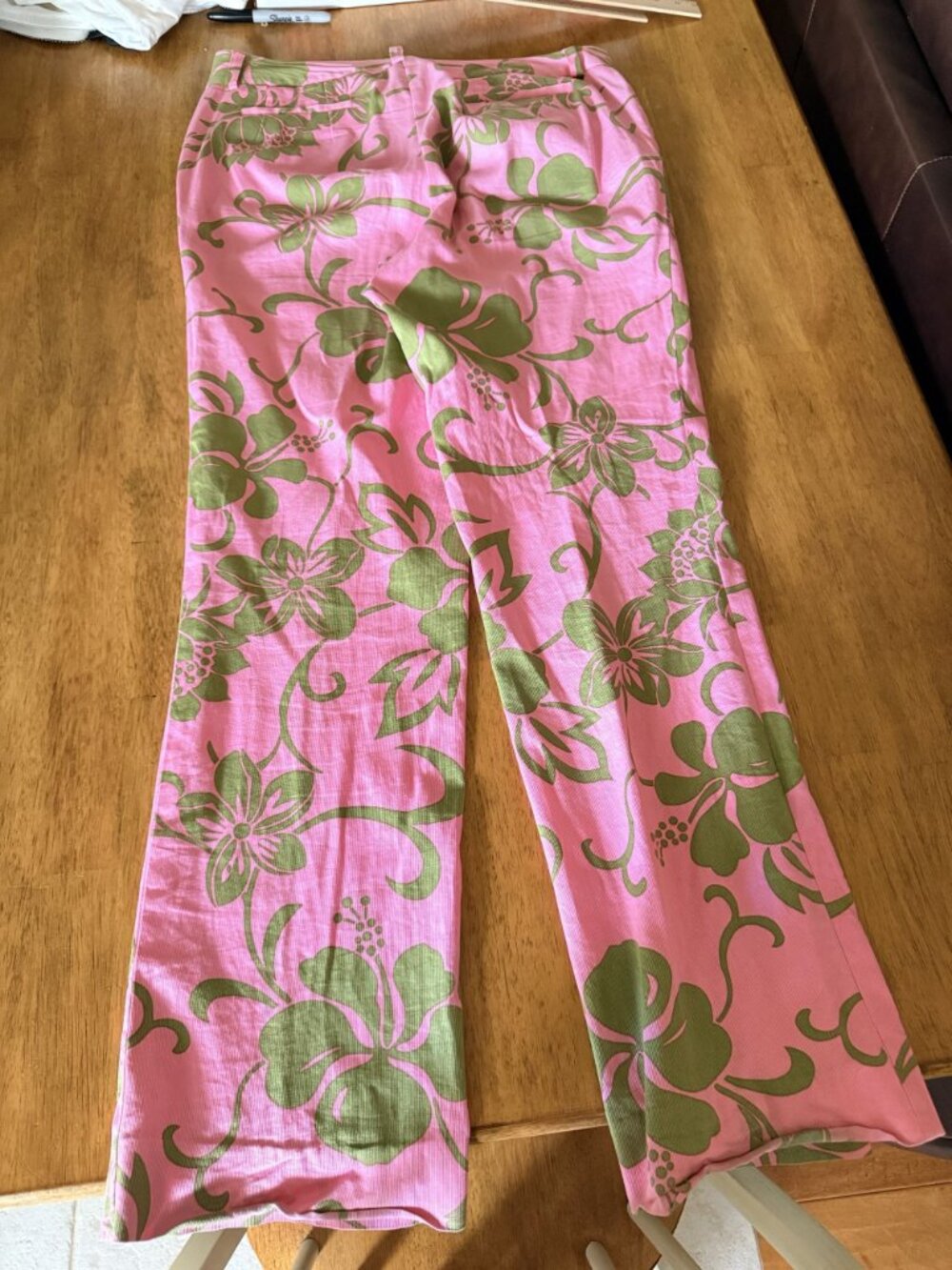Trina Turk Womens Pink & Green Tropical Print Lightweight Denim Pants 34x30 - Picture 9 of 9